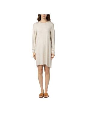 Mod Ref Relaxed Fit Soft Knit Scoop Neck Drop Shoulder Long Sleeve Dress